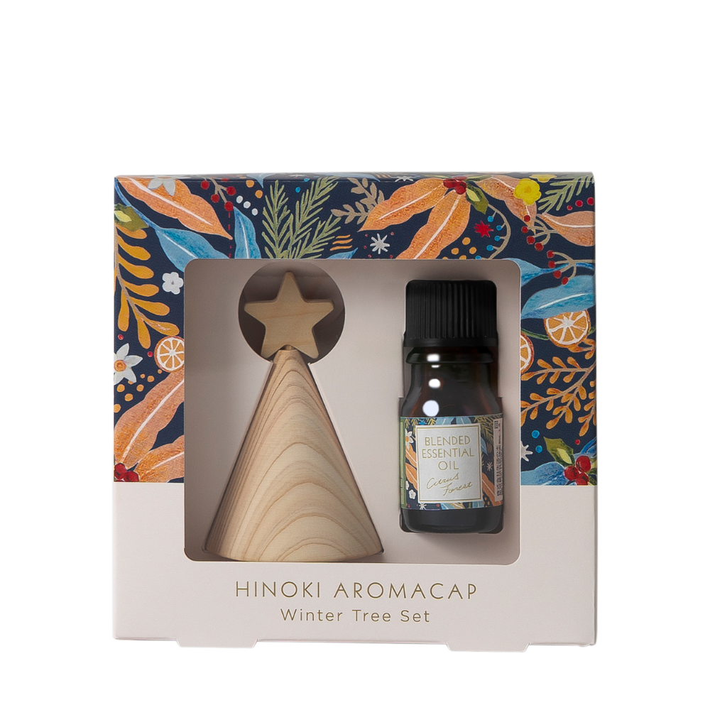 新品未開封のアロマギフトセットで、4種類の香りがあり 燃焼時間は30時間持続 季節限定】Hinokiアロマキャップ ウィンターツリーセット – 生活の木